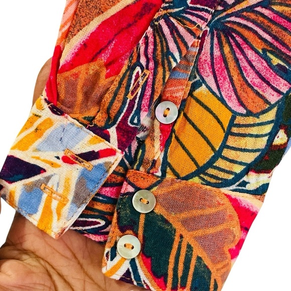 C & C CALIFORNIA Tropical Leaf Patterned Overshirt, Dress, Swimsuit Cover Up S - Picture 4 of 12